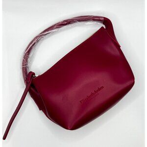 Elizabeth Arden Red Faux Leather Zip Closure Handbag Purse 10”x6”